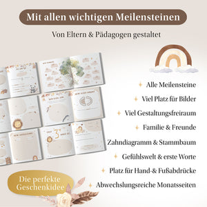 Erinnerungsalbum – Mit allen wichtigen Meilensteinen, von Eltern und Pädagogen gestaltet, das perfekte Geschenk für bleibende Erinnerungen.